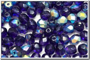 B�hm. Glasschliffperle, feuerpol., 5mm, purple velvet, trans., AB, 25 Stk.