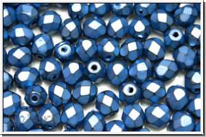 B�hm. Glasschliffperle, feuerpol., 5mm, antique blue, met., 25 Stk.