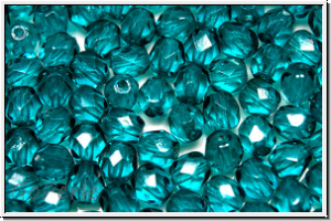 B�hm. Glasschliffperle, feuerpol., 5mm, indicolite, trans., 25 Stk.