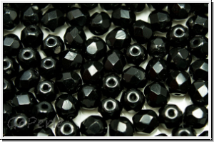 B�hm. Glasschliffperle, feuerpol., 5mm, black, op., 25 Stk.