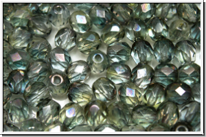 B�hm. Glasschliffperle, feuerpol., 5mm, grey, lt., trans., AB, 25 Stk.