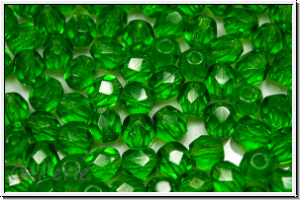 B�hm. Glasschliffperle, feuerpol., 5mm, kelly green, trans., 25 Stk.