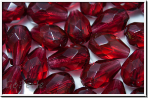 B�hm. Glasschliffperle, Tropfen, 10x7mm, fuchsia, trans., 10 Stk.