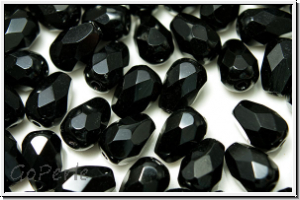 B�hm. Glasschliffperle, Tropfen, 7x5mm, black, op., 15 Stk.