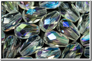 B�hm. Glasschliffperle, Tropfen, 10x7mm, crystal, trans., AB, 10 Stk.
