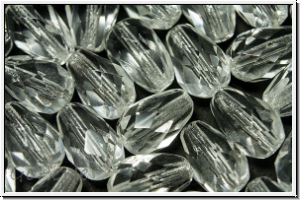B�hm. Glasschliffperle, Tropfen, 10x7mm, crystal, trans., 10 Stk.