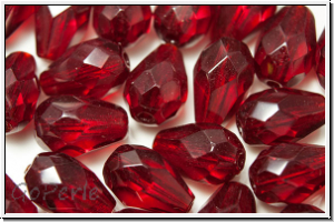 B�hm. Glasschliffperle, Tropfen, 10x7mm, garnet, trans., 10 Stk.