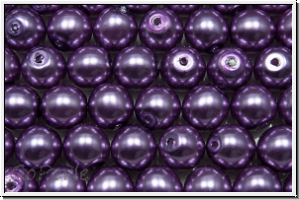 b�hm. Glaswachsperlen, 6mm, deep lilac, shiny, 20 Stk.