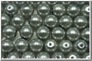b�hm. Glaswachsperlen, 6mm, light grey, shiny, 20 Stk.