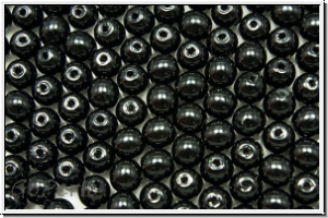 b�hm. Glaswachsperlen, 4mm, black, shiny, 50 Stk.