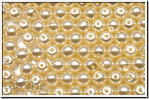 b�hm. Glaswachsperlen, 4mm, cream, shiny, 50 Stk.