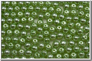 b�hm. Glaswachsperlen, 3mm, creme mint, shiny, 50 Stk.