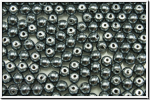 b�hm. Glaswachsperlen, 3mm, silver grey, shiny, 50 Stk.