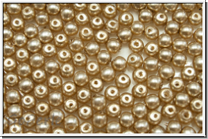b�hm. Glaswachsperlen, 3mm, vintage gold, shiny, 50 Stk.