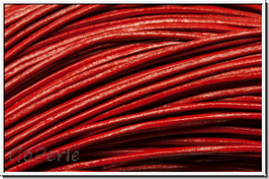 Lederband, 1mm, rund, red, Rind, 1m