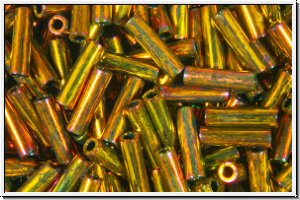 MBU-2-0462, MIYUKI Bugles, Nr. 2 (6mm), gold, met., iris., 10 g