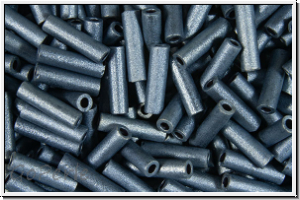 MBU-2-2001, MIYUKI Bugles, Nr. 2 (6mm), hematite, met., matte, 10 g