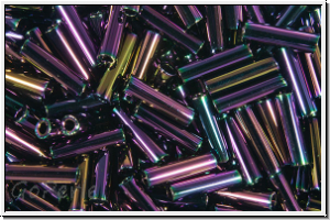 MBU-2-0454, MIYUKI Bugles, Nr. 2 (6mm), purple, met., iris., 10 g