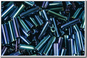 MBU-2-0452, MIYUKI Bugles, Nr. 2 (6mm), blue, midnight, met., iris., 10 g