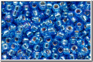 RR-11-1019, MIYUKI Rocailles, 11/0, sapphire, trans., silver-ld., AB, 10g