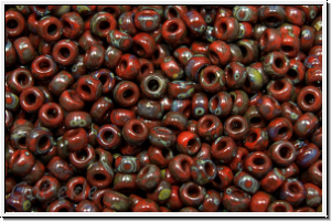 RR-11-4513, MIYUKI Rocailles, 11/0, red, garnet, op., picasso, 10g