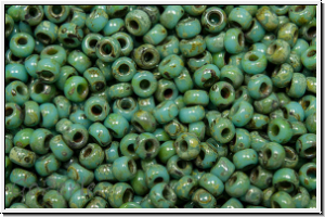 RR-11-4514, MIYUKI Rocailles, 11/0, green, seafoam, op., picasso, 10g
