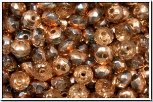 b�hm. Schliffperle, Donut, 2x3mm, crystal, trans., half capri gold, 30 Stk.