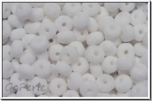 b�hm. Schliffperle, Donut, 2x3mm, white, op., matte, 30 Stk.