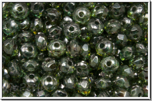 b�hm. Schliffperle, Donut, 2x3mm, crystal, trans., blue/brown marbled, 30 Stk.
