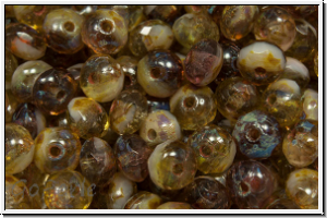 b�hm. Schliffperle, Donut, 3x5mm, topaz, smoke, trans., ombriert, picasso, 30 Stk.
