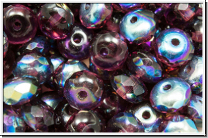 b�hm. Schliffperle, Donut, 4x6mm, amethyst, dk., trans., AB, 20 Stk.