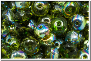 b�hm. Schliffperle, Donut, 4x6mm, olivine, lt., trans., AB, 20 Stk.