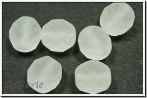 B�hm. Glasschliffperle, feuerpol., 10mm, crystal, trans., matte, 6 Stk.