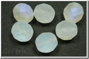 B�hm. Glasschliffperle, feuerpol., 10mm, crystal, trans., matte, AB, 6 Stk.