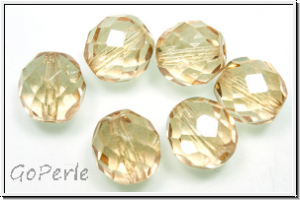 B�hm. Glasschliffperle, feuerpol., 10mm, crystal, trans., champagne luster, 6 Stk.