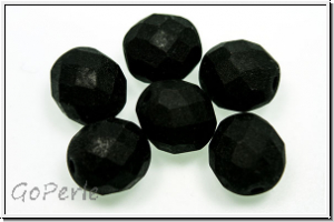 B�hm. Glasschliffperle, feuerpol., 10mm, black, op., matte, 6 Stk.