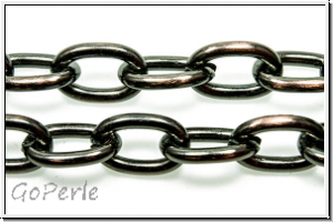 Gliederkette, oval, 10x6,5mm, hematitefb., Metall, Preis/m