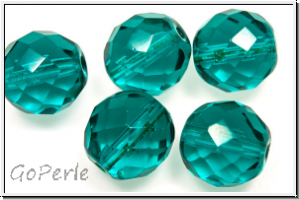 B�hm. Glasschliffperle, feuerpol., 12mm, emerald, trans., 5 Stk.
