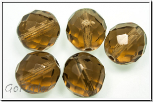 B�hm. Glasschliffperle, feuerpol., 12mm, smoke topaz, trans., 5 Stk.