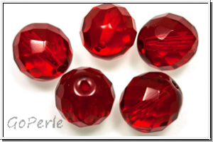 B�hm. Glasschliffperle, feuerpol., 12mm, siam, trans., 5 Stk.