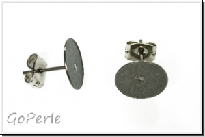 Ohrstecker "mit Klebeplatte", 10mm, antiksilberfb., Edelstahl, 1 Paar