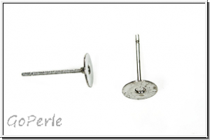 Ohrstecker "mit Klebeplatte", 6mm, antiksilberfb., Edelstahl, 1 Paar