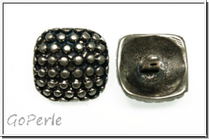 Knopf "Punktquadrat", 20,5x20,5mm, antiksilberfb., Metall, 1 Stk.