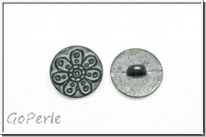 Knopf "Blume", 15mm, silbergrau, Metall, 1 Stk.
