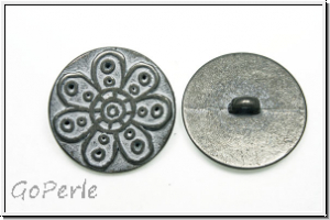 Knopf "Blume", 22mm, silbergrau, Metall, 1 Stk.