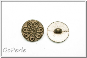 Knopf "Blume", 15mm, silberwei�, Metall, 1 Stk.