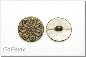 Knopf "Blume", 17,5mm, silberwei�, Metall, 1 Stk.