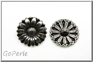 Knopf "Sunflower", 17,5mm, antiksilberfb., Metall, 1 Stk.