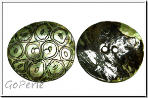 Knopf "Organic", 34mm, green, Perlmutt, 1 Stk.