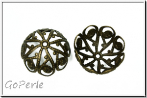Perlenkappe "Leyla", 20x11mm, antikmessingfb., Messing (stamping), 2 Stk.